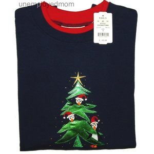 Navy Tree Christmas Sweatshirt Holiday Women's